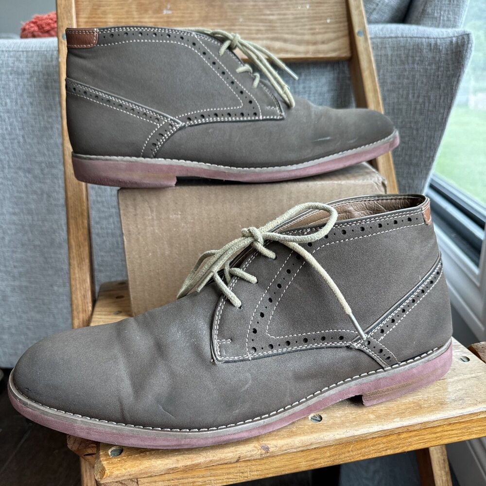 R2 Mens Brown Oxford Dress Shoes Suede-like Chukka Boot; Size 13M